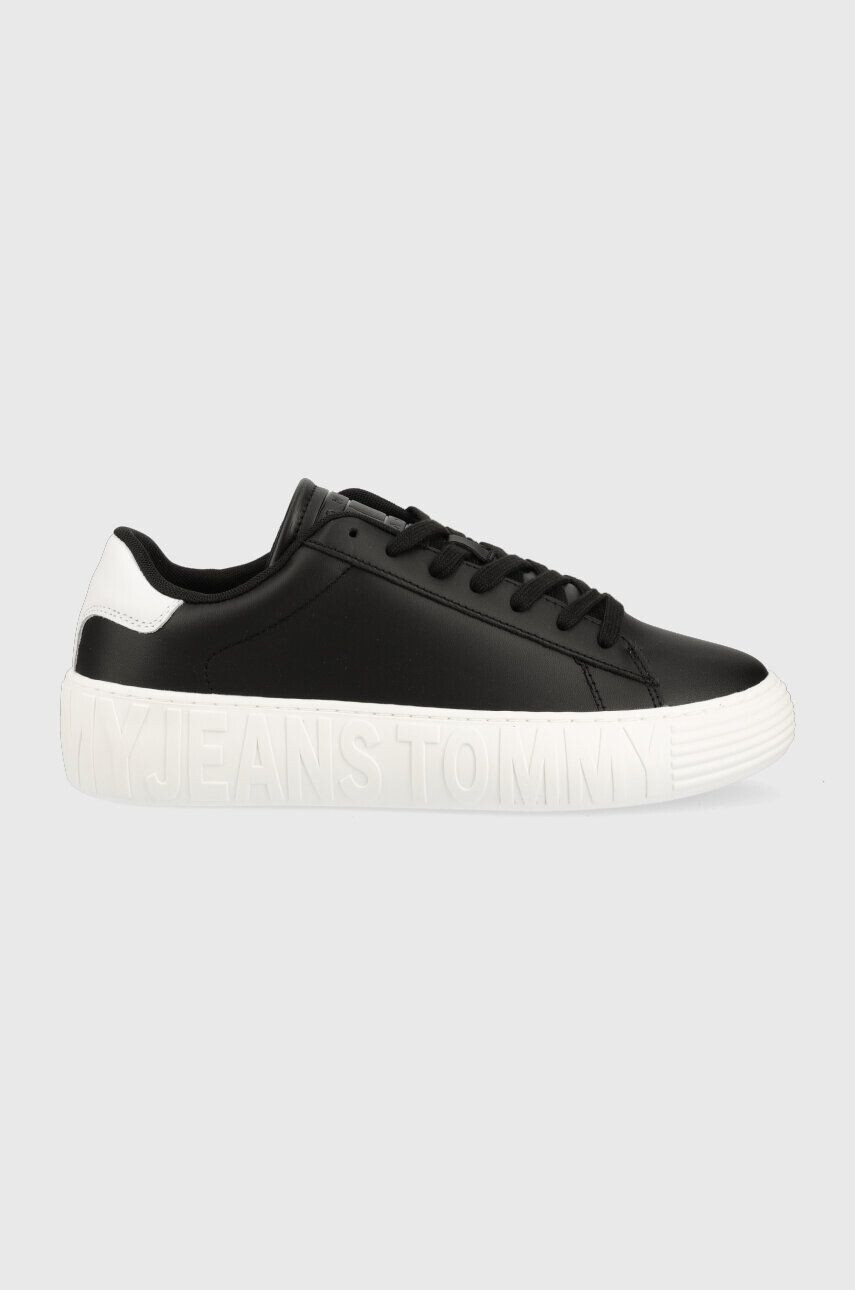 Tommy Jeans sneakers din piele LEATHER OUTSOLE culoarea negru EM0EM01159 - Pled.ro