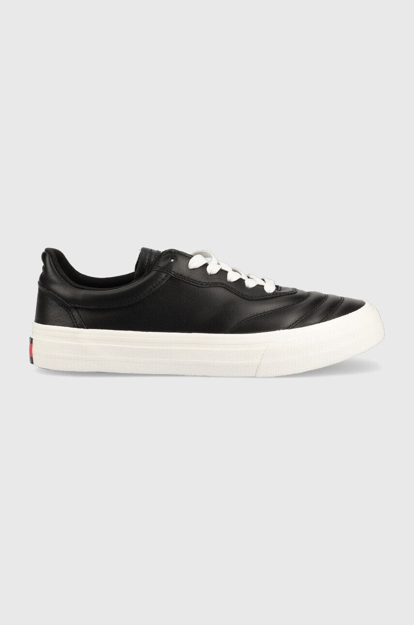 Tommy Jeans sneakers din piele Leather Soccer Vulc culoarea negru - Pled.ro