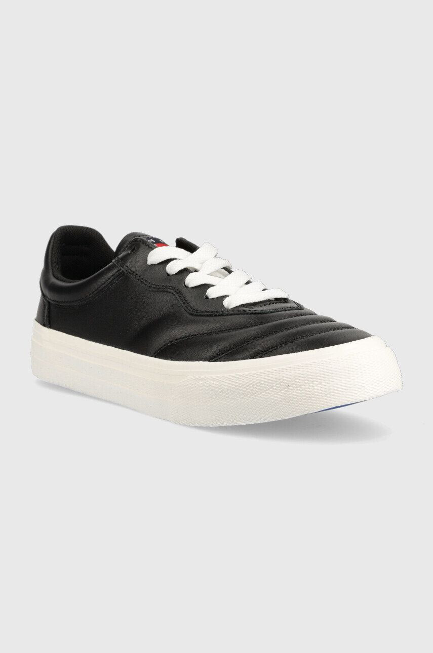 Tommy Jeans sneakers din piele Leather Soccer Vulc culoarea negru - Pled.ro