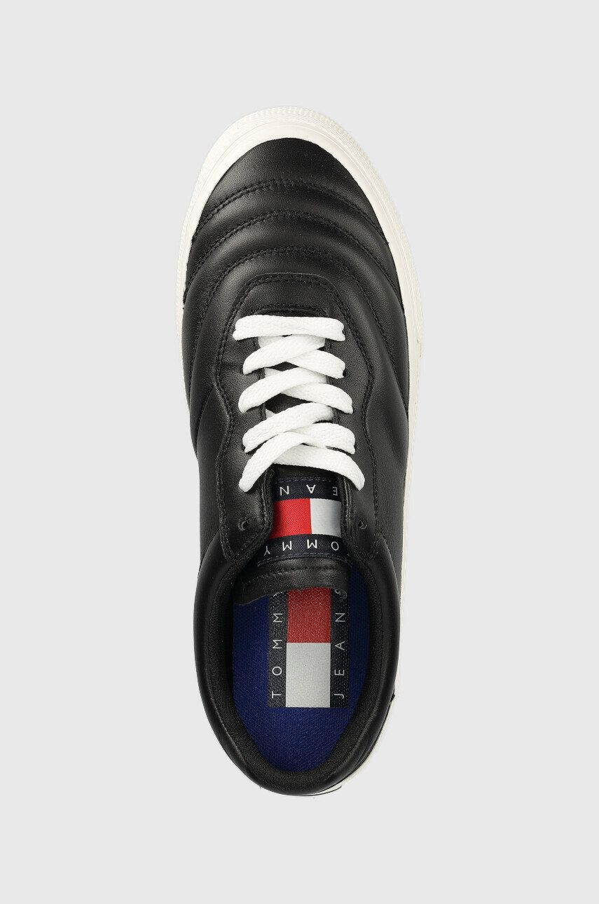 Tommy Jeans sneakers din piele Leather Soccer Vulc culoarea negru - Pled.ro