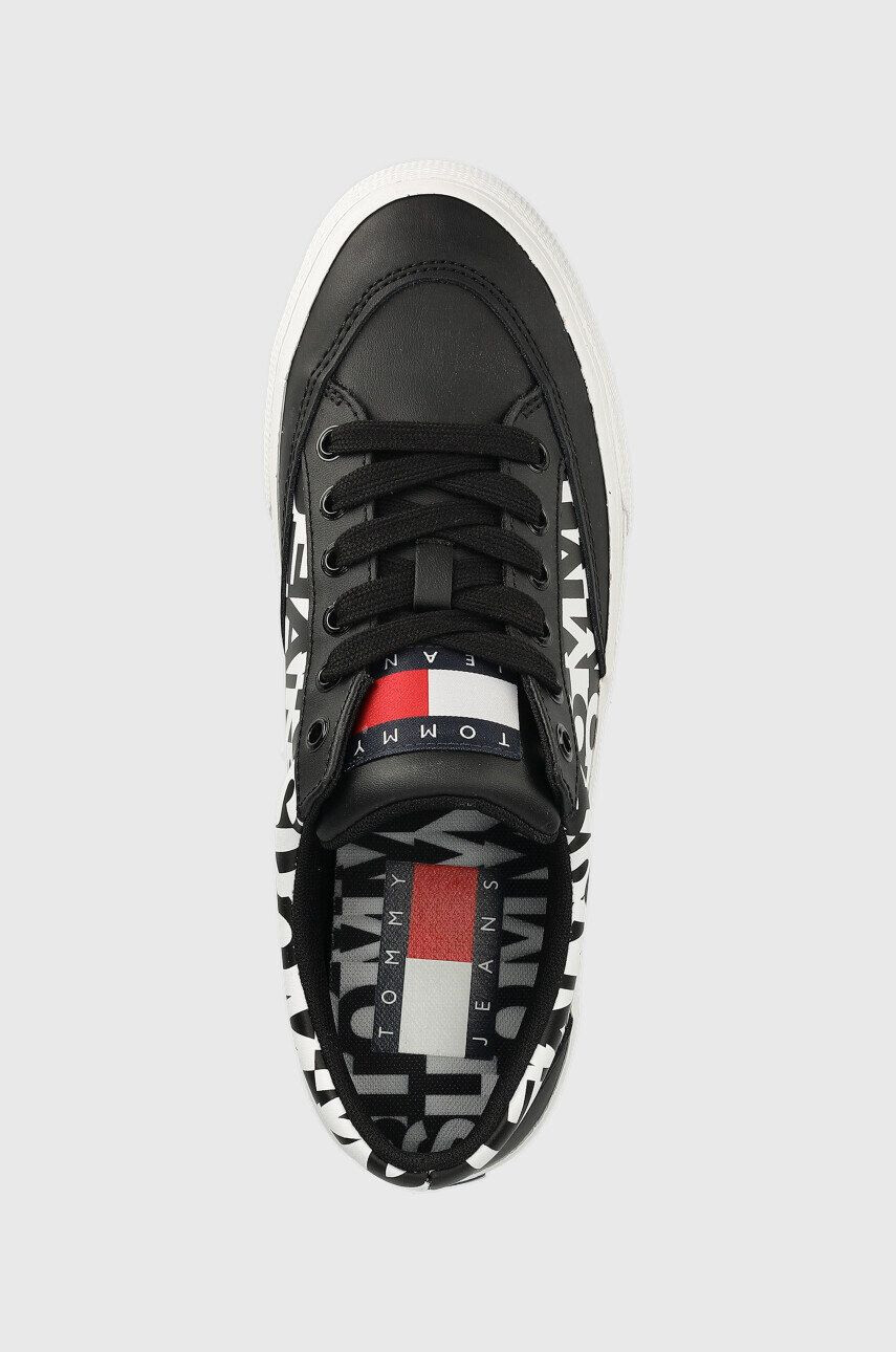 Tommy Jeans sneakers din piele Virgil Leather Logo Print culoarea negru - Pled.ro