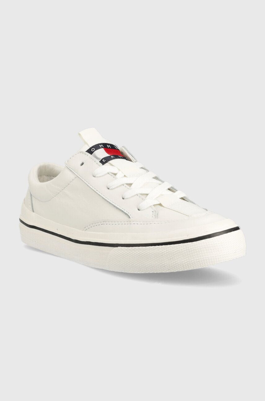 Tommy Jeans sneakers LEATHER VULC ESS culoarea alb EN0EN01932 - Pled.ro