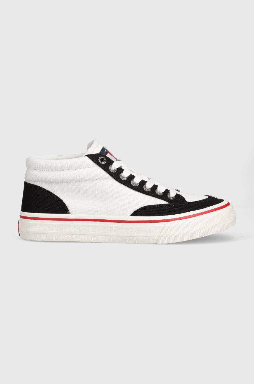 Tommy Jeans tenisi SKATE CANVAS MID barbati culoarea alb EM0EM01154 - Pled.ro