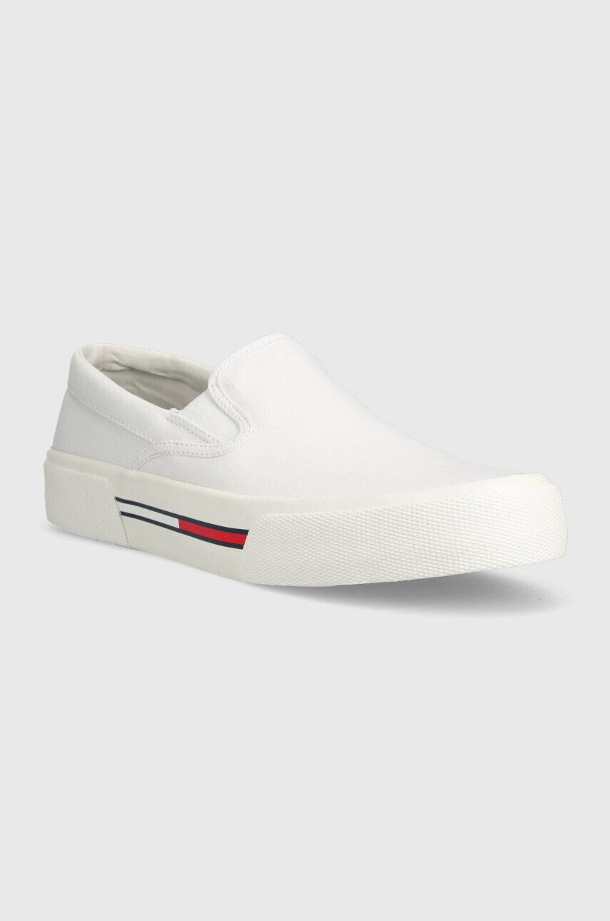 Tommy Jeans tenisi SLIP ON CANVAS COLOR barbati culoarea alb EM0EM01156 - Pled.ro