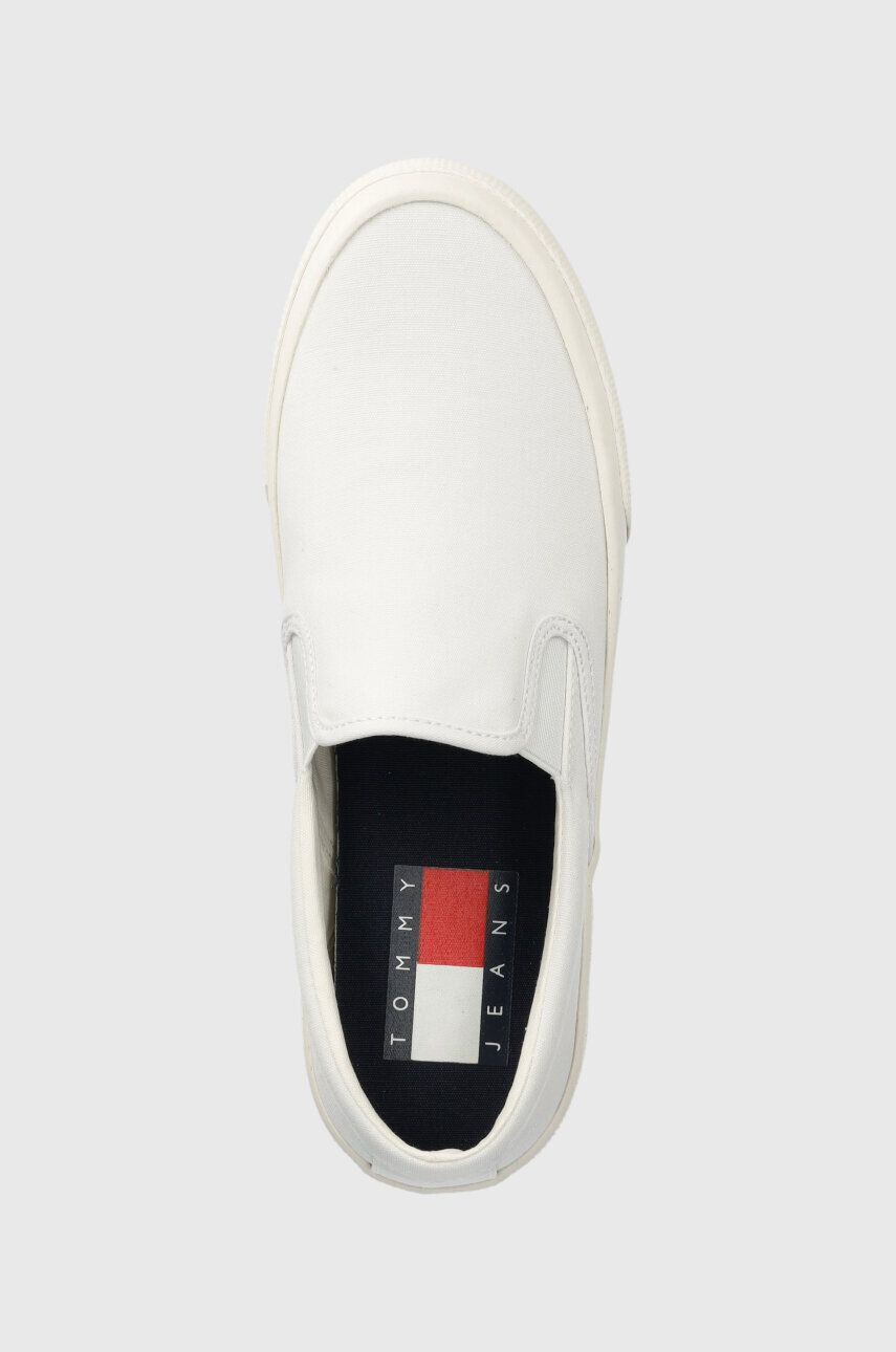 Tommy Jeans tenisi SLIP ON CANVAS COLOR barbati culoarea alb EM0EM01156 - Pled.ro