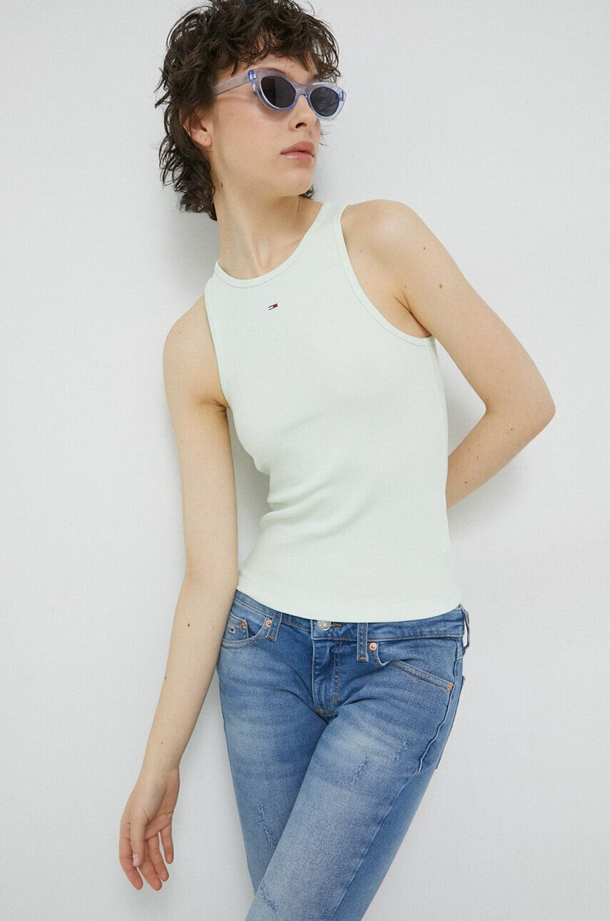 Tommy Jeans top femei culoarea verde - Pled.ro