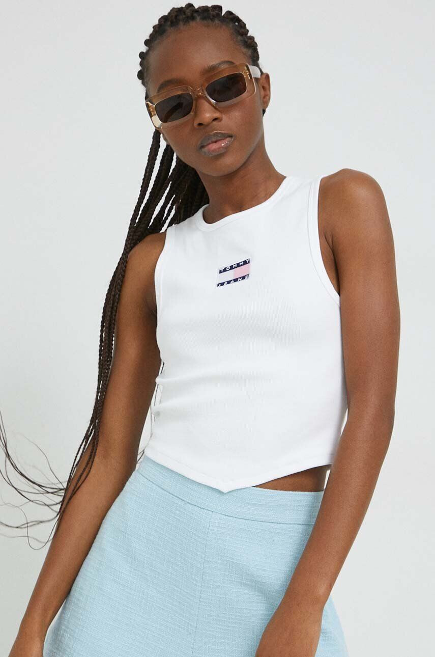 Tommy Jeans top femei culoarea alb - Pled.ro