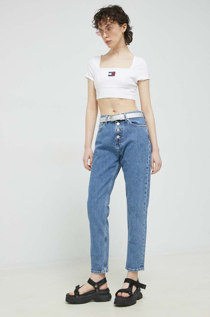 Tommy Jeans top femei culoarea albastru marin - Pled.ro