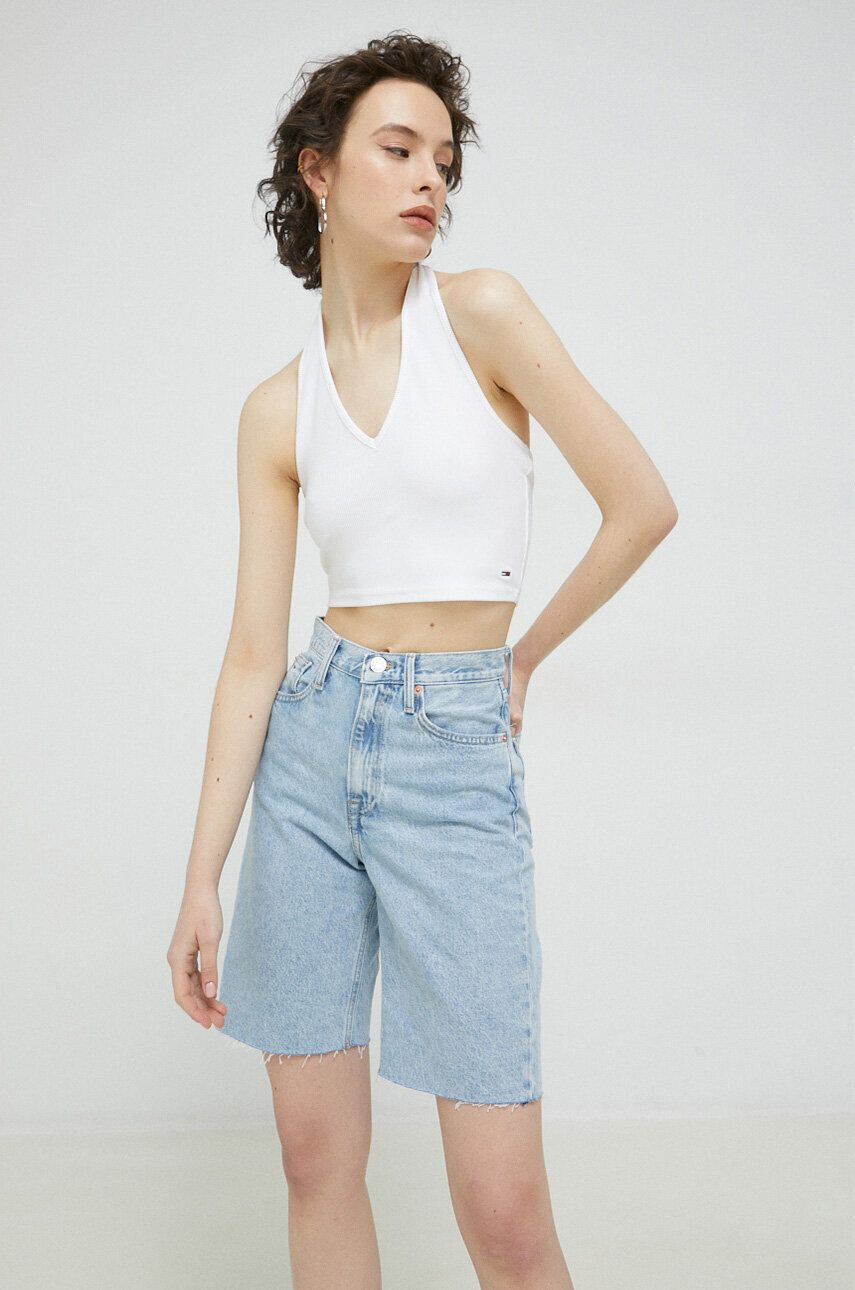 Tommy Jeans top femei culoarea alb - Pled.ro