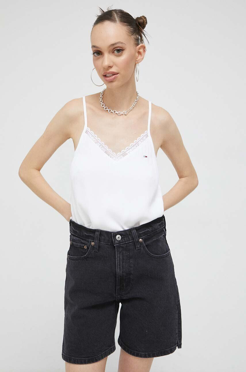 Tommy Jeans top femei culoarea alb - Pled.ro