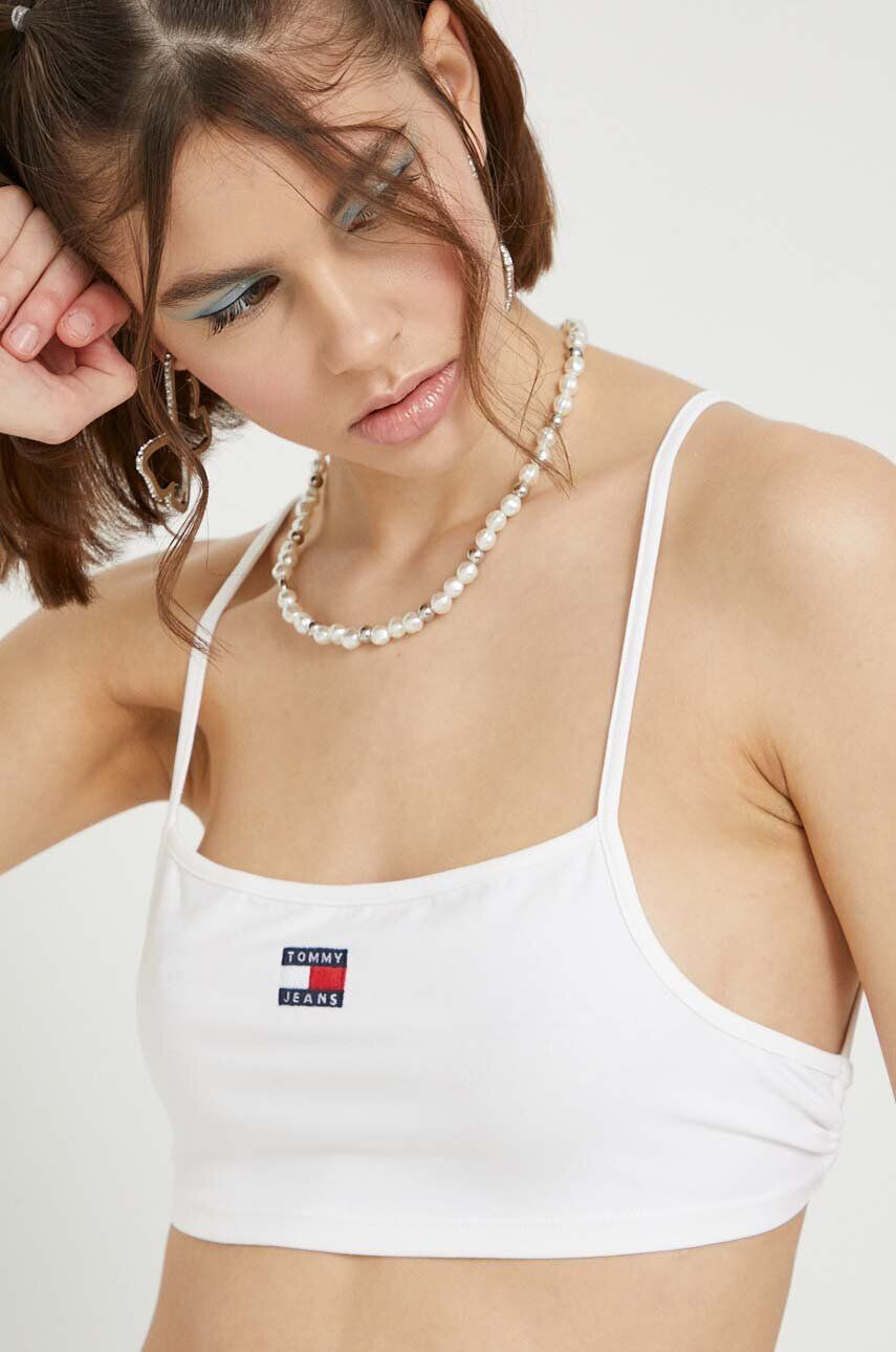 Tommy Jeans top femei culoarea alb - Pled.ro