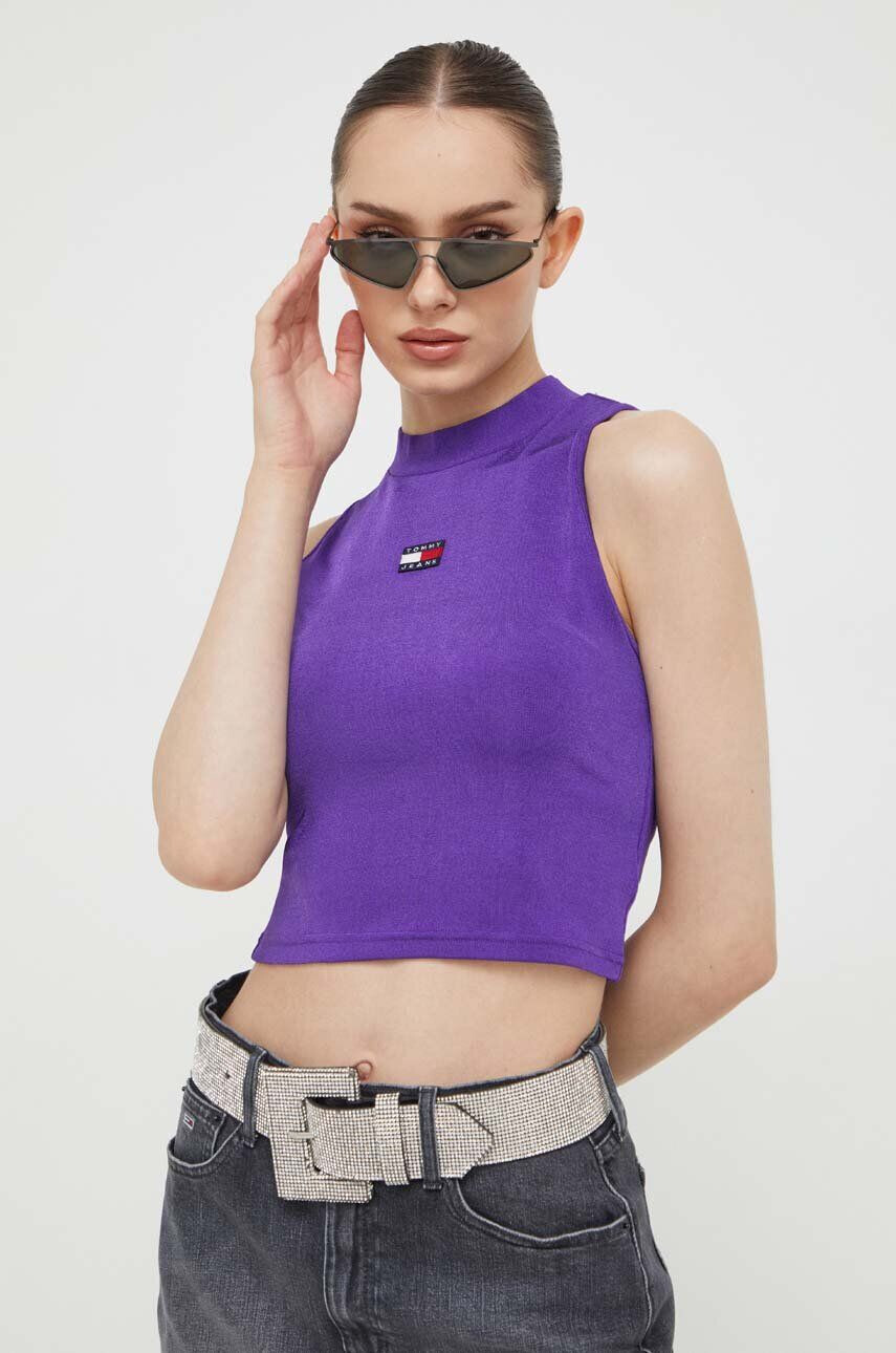 Tommy Jeans top femei culoarea violet cu turtleneck - Pled.ro