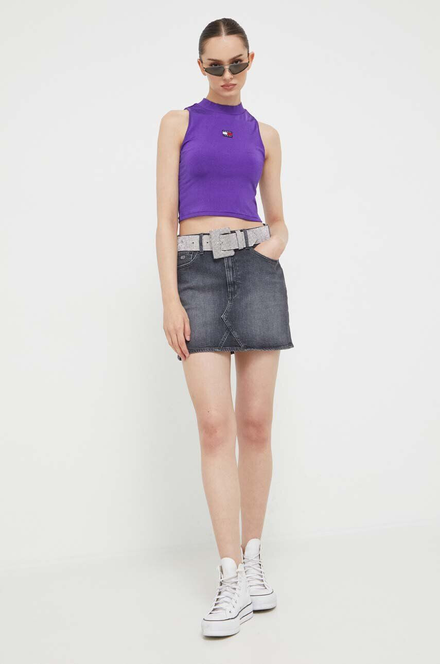 Tommy Jeans top femei culoarea violet cu turtleneck - Pled.ro