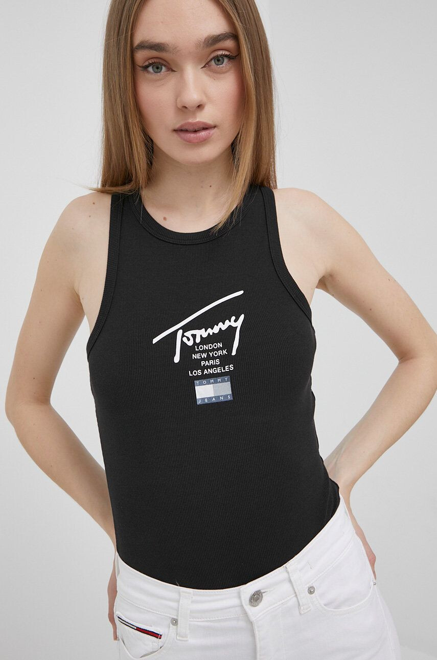 Tommy Jeans top femei culoarea negru - Pled.ro