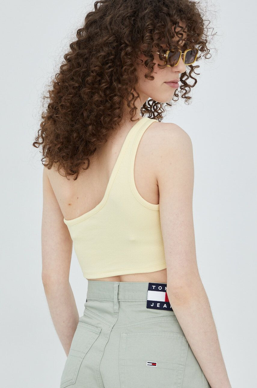 Tommy Jeans top femei culoarea galben cold shoulder - Pled.ro