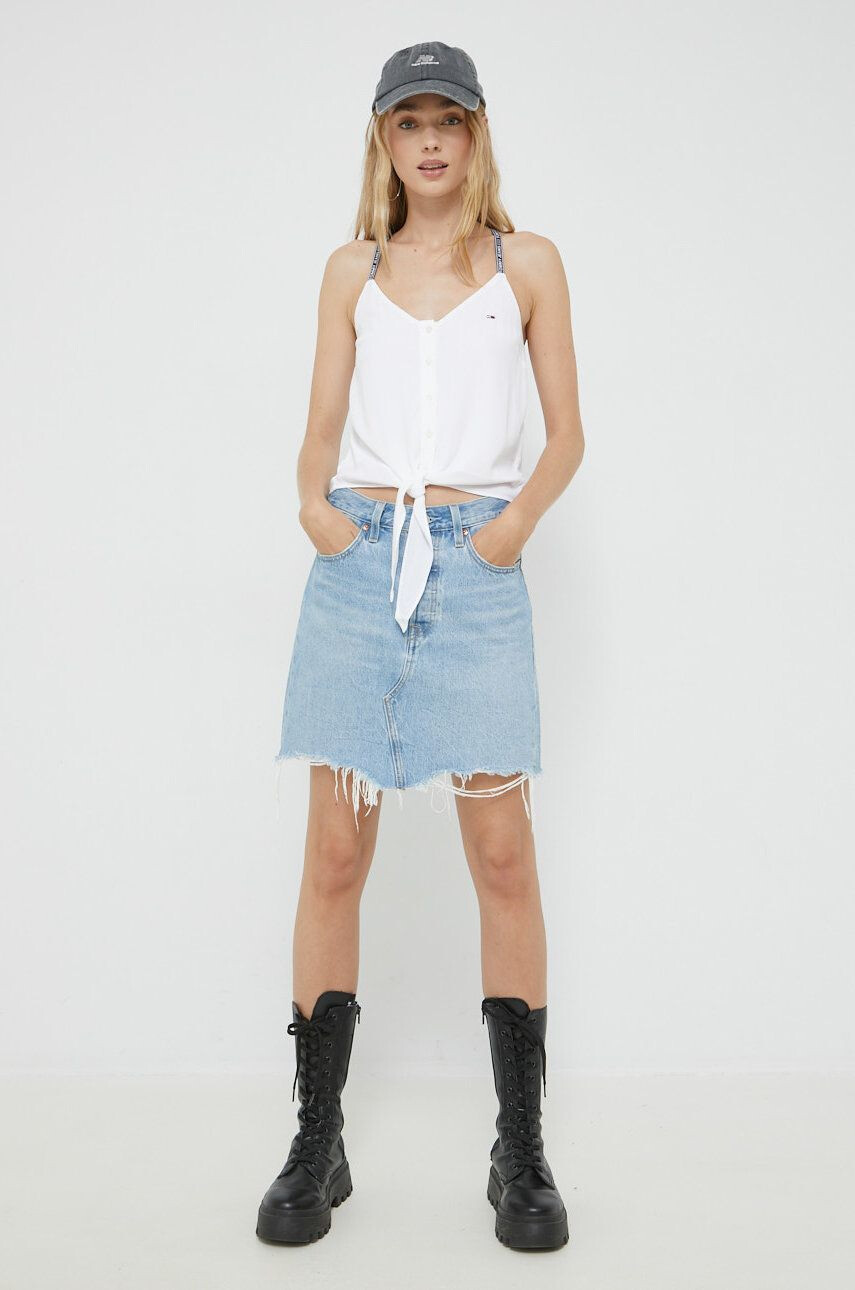 Tommy Jeans top femei culoarea alb - Pled.ro