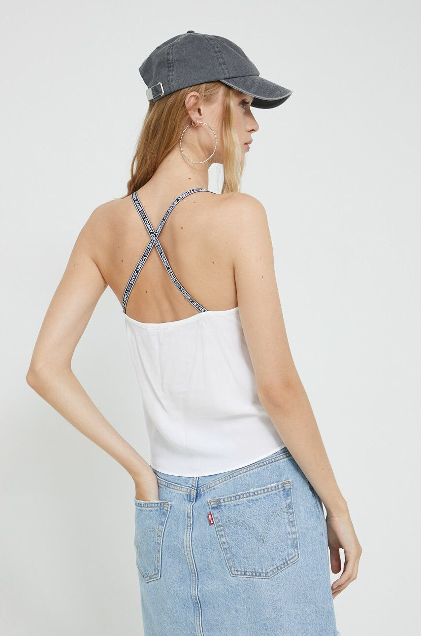 Tommy Jeans top femei culoarea alb - Pled.ro