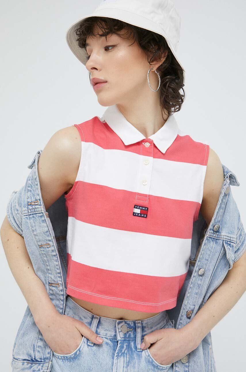 Tommy Jeans top din bumbac culoarea roz - Pled.ro