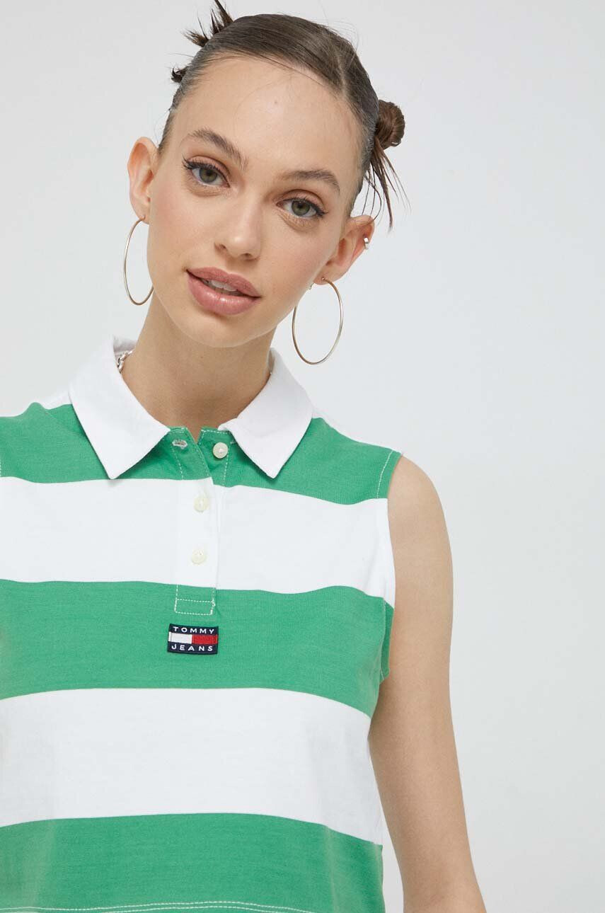 Tommy Jeans top din bumbac culoarea verde - Pled.ro