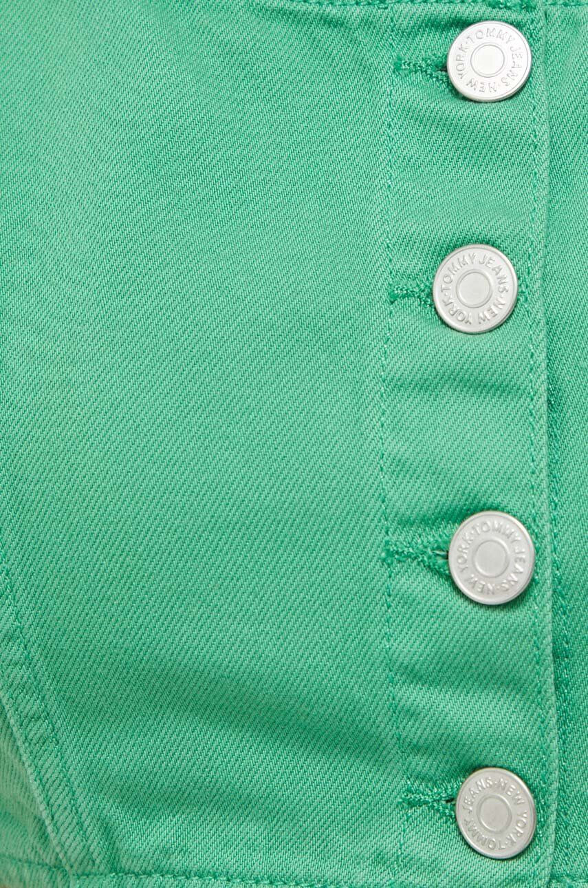 Tommy Jeans top din denim culoarea verde - Pled.ro