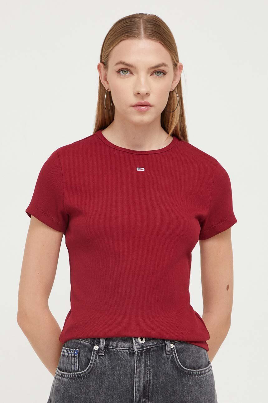 Tommy Jeans tricou femei culoarea bordo - Pled.ro