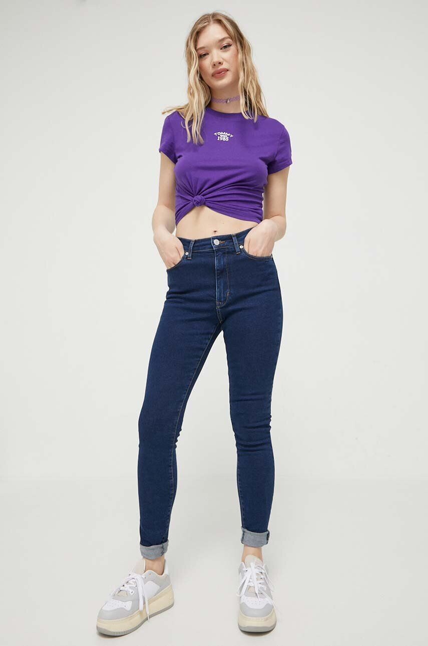 Tommy Jeans tricou femei culoarea violet - Pled.ro