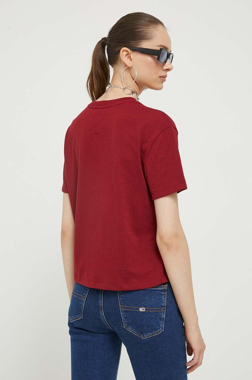 Tommy Jeans tricou femei culoarea bordo - Pled.ro