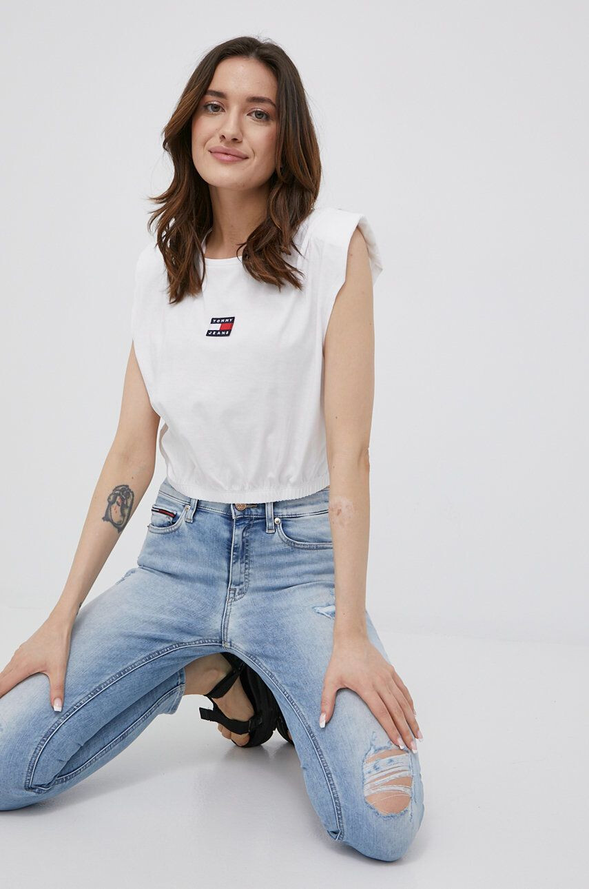 Tommy Jeans tricou din bumbac culoarea alb - Pled.ro