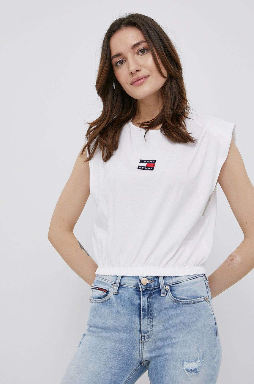 Tommy Jeans tricou din bumbac culoarea alb - Pled.ro