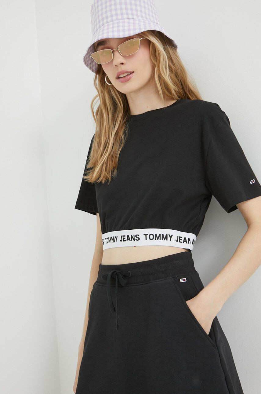 Tommy Jeans tricou din bumbac culoarea albastru marin cu imprimeu - Pled.ro