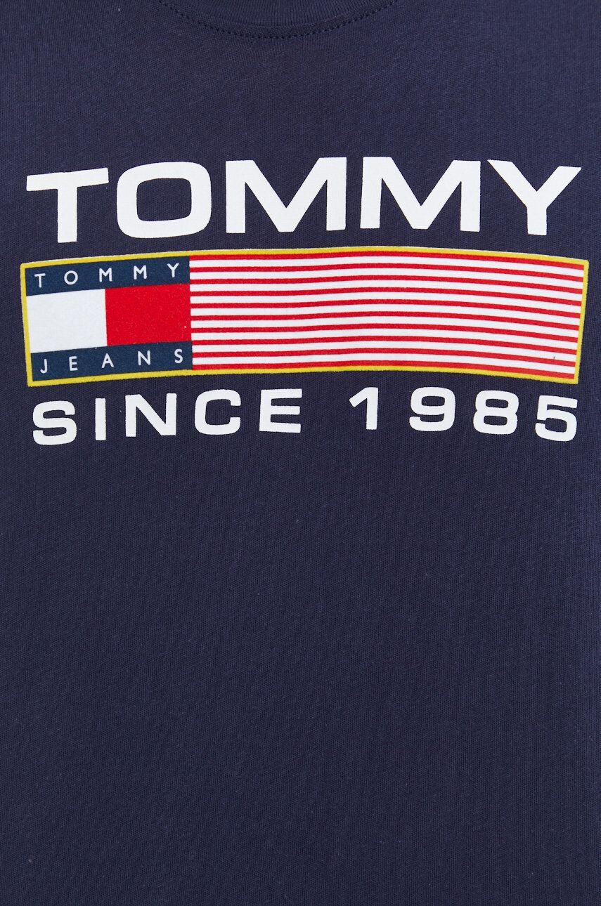 Tommy Jeans tricou din bumbac culoarea albastru marin cu imprimeu - Pled.ro