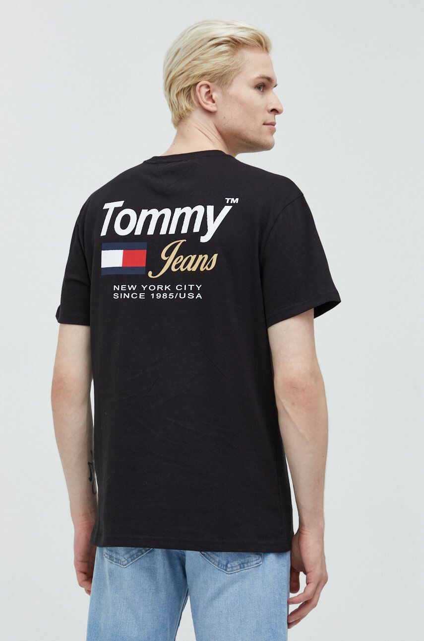 Tommy Jeans tricou din bumbac culoarea negru cu imprimeu - Pled.ro