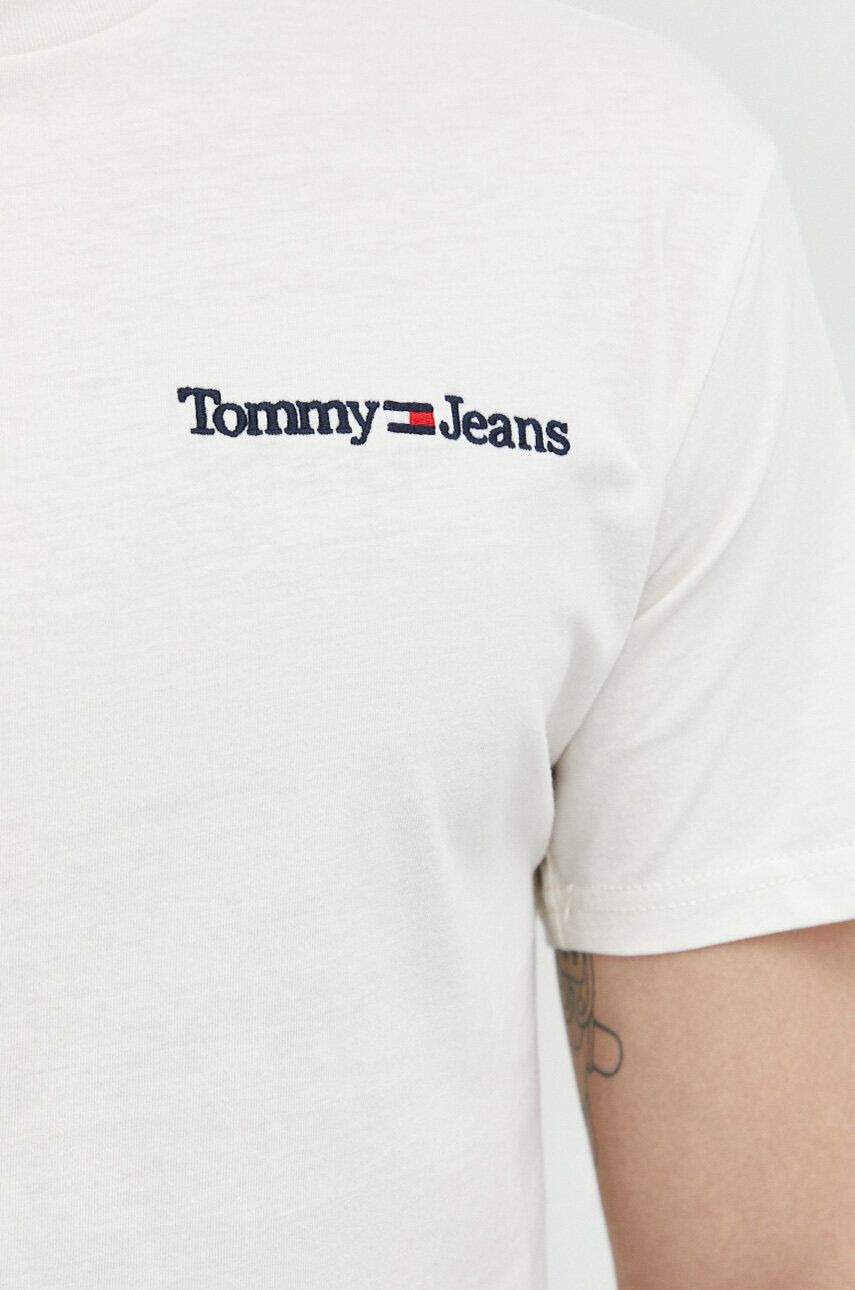 Tommy Jeans tricou din bumbac culoarea alb cu imprimeu - Pled.ro