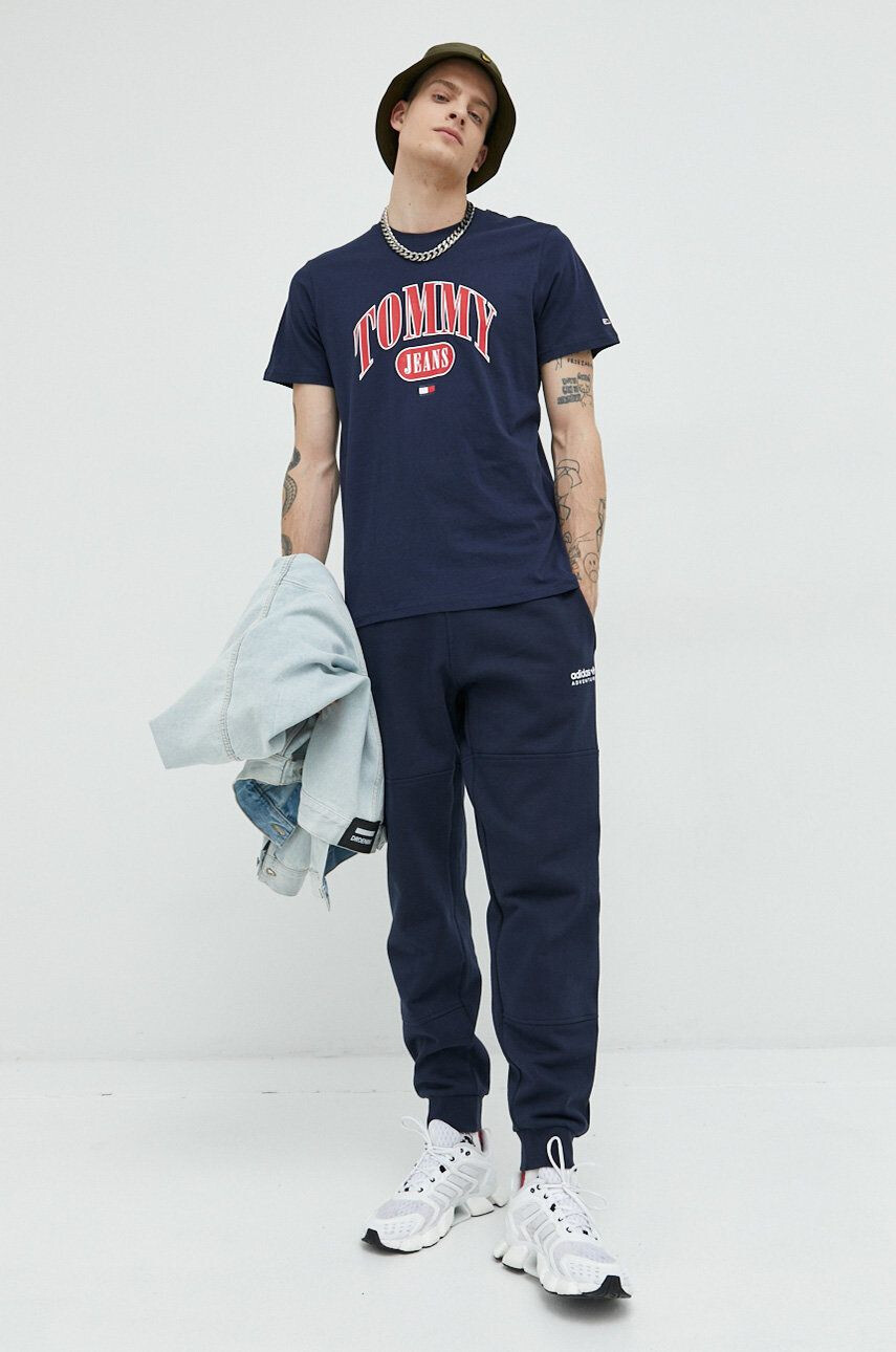 Tommy Jeans tricou din bumbac culoarea rosu cu imprimeu - Pled.ro