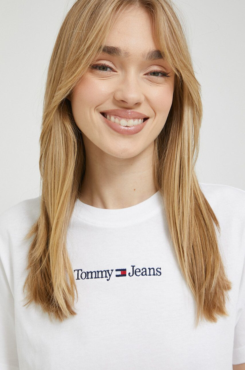 Tommy Jeans tricou din bumbac culoarea alb - Pled.ro