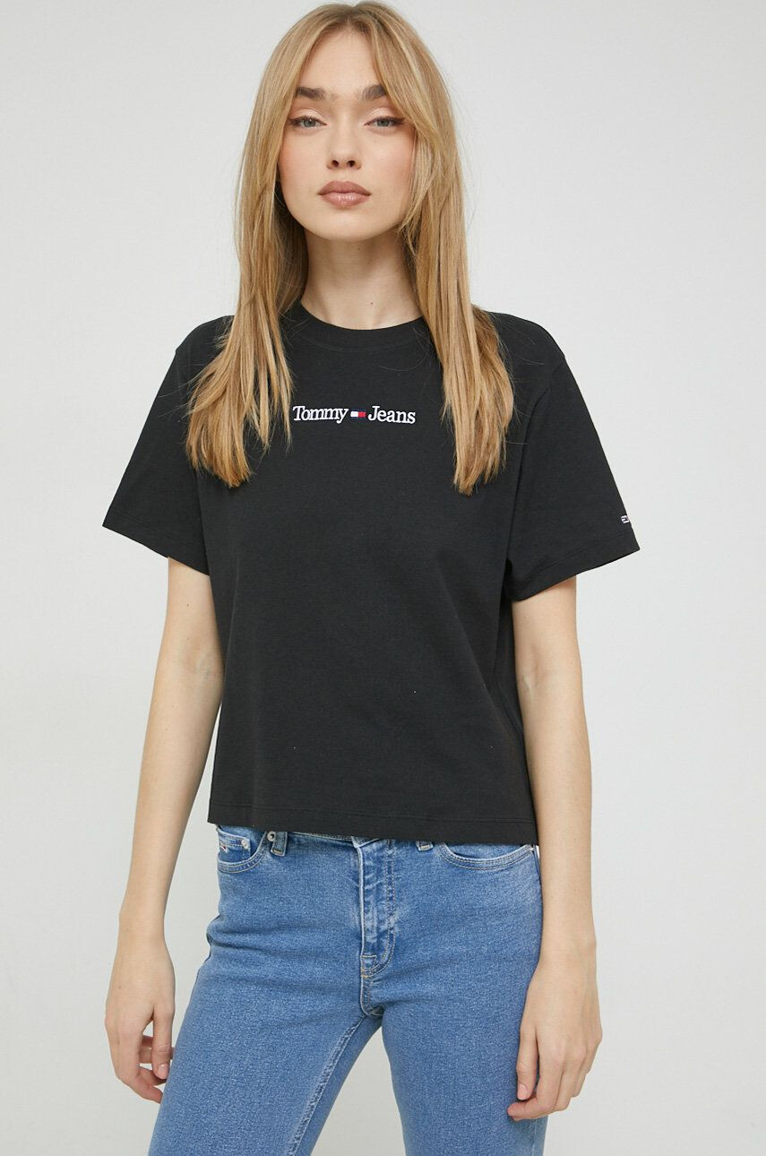 Tommy Jeans tricou din bumbac culoarea negru - Pled.ro