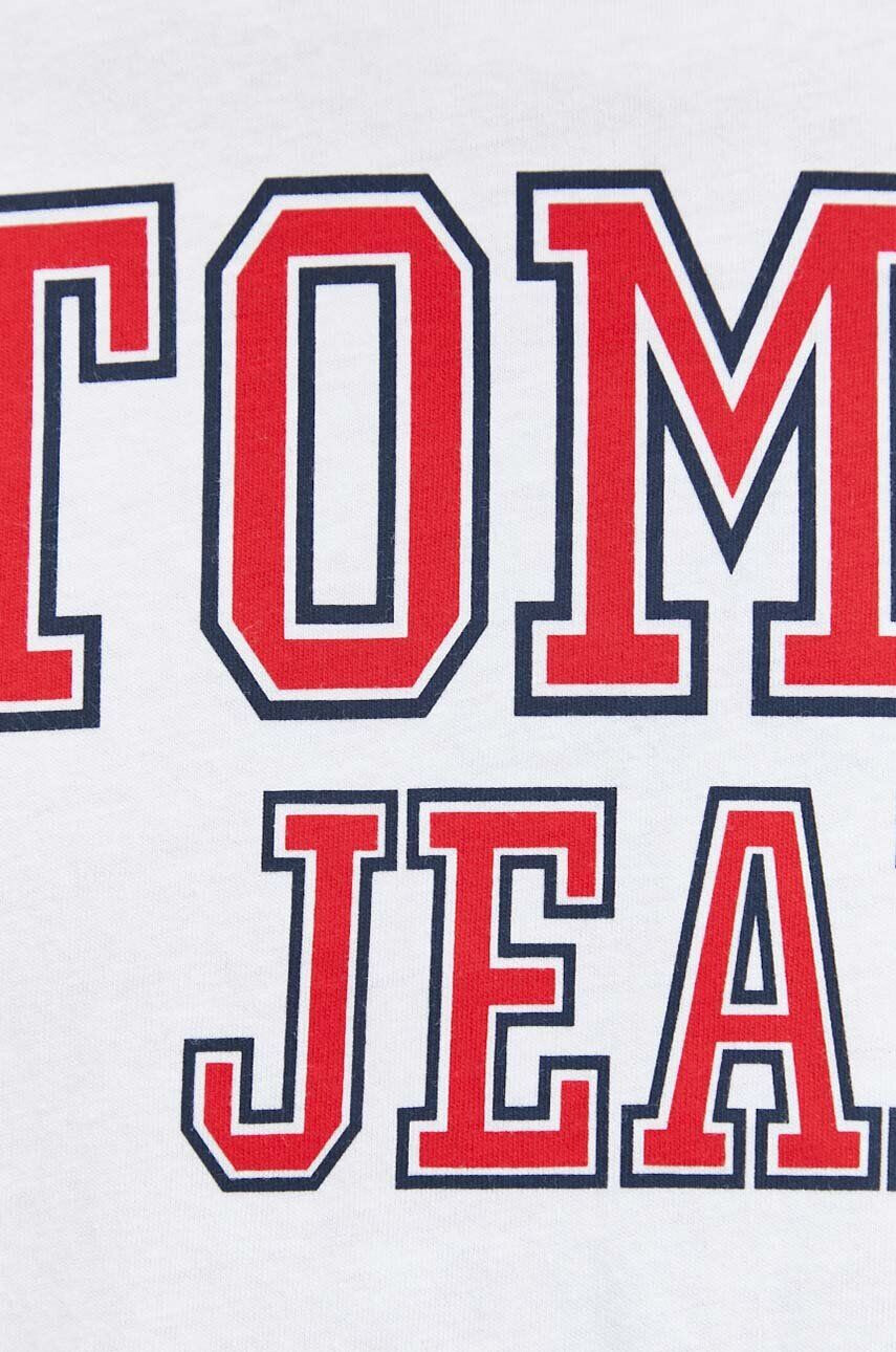 Tommy Jeans tricou din bumbac culoarea alb cu imprimeu - Pled.ro