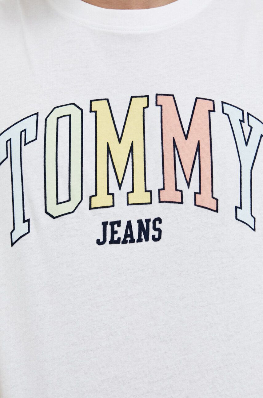 Tommy Jeans tricou din bumbac culoarea alb cu imprimeu - Pled.ro