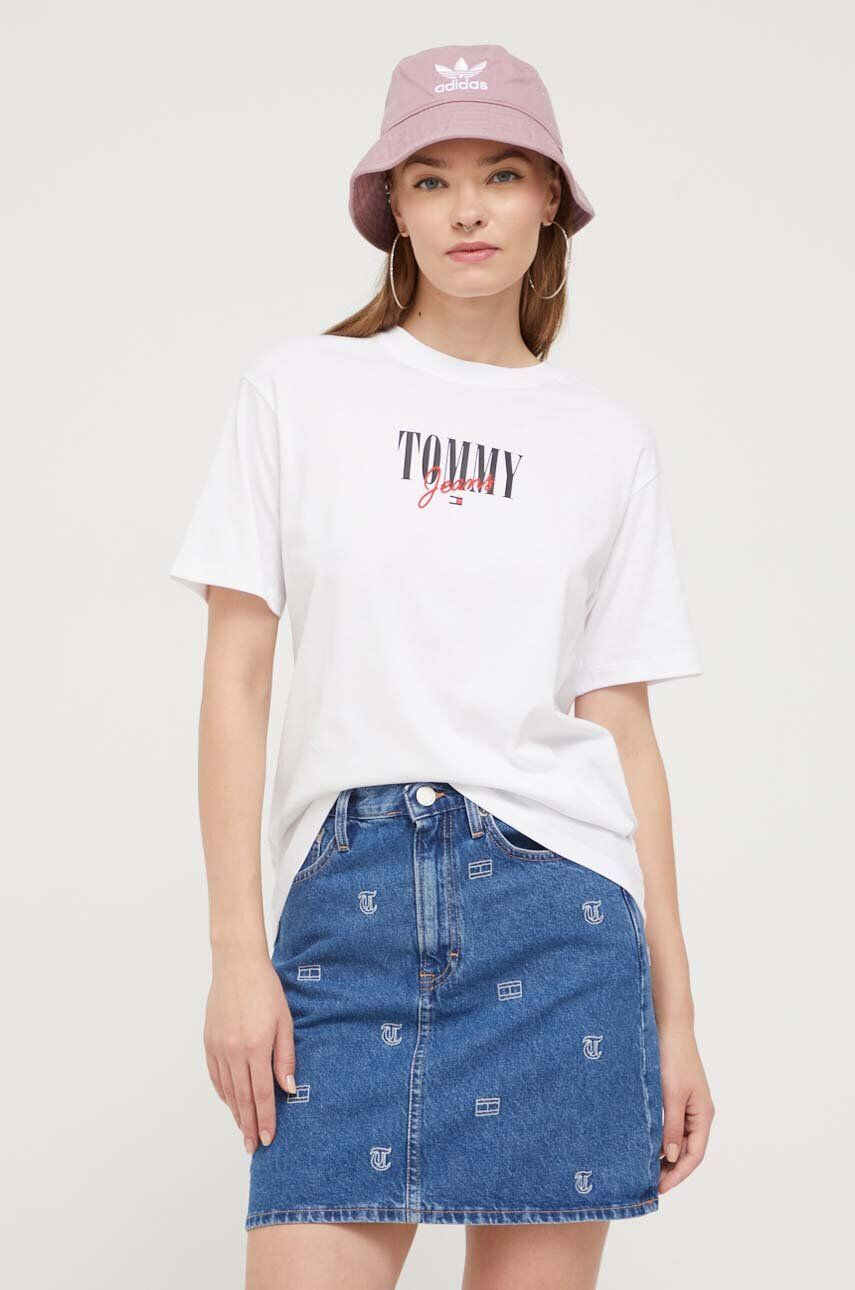 Tommy Jeans tricou din bumbac culoarea alb - Pled.ro