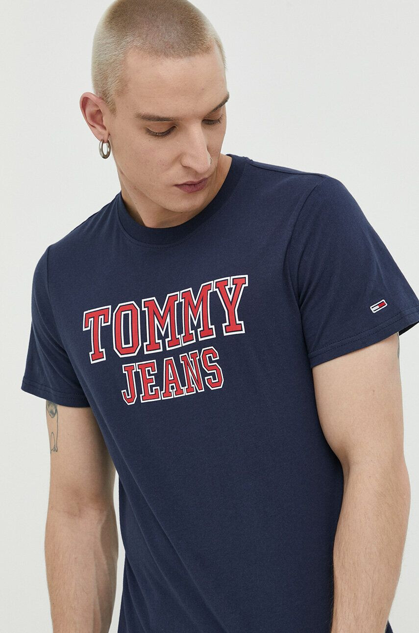 Tommy Jeans tricou din bumbac culoarea alb cu imprimeu - Pled.ro