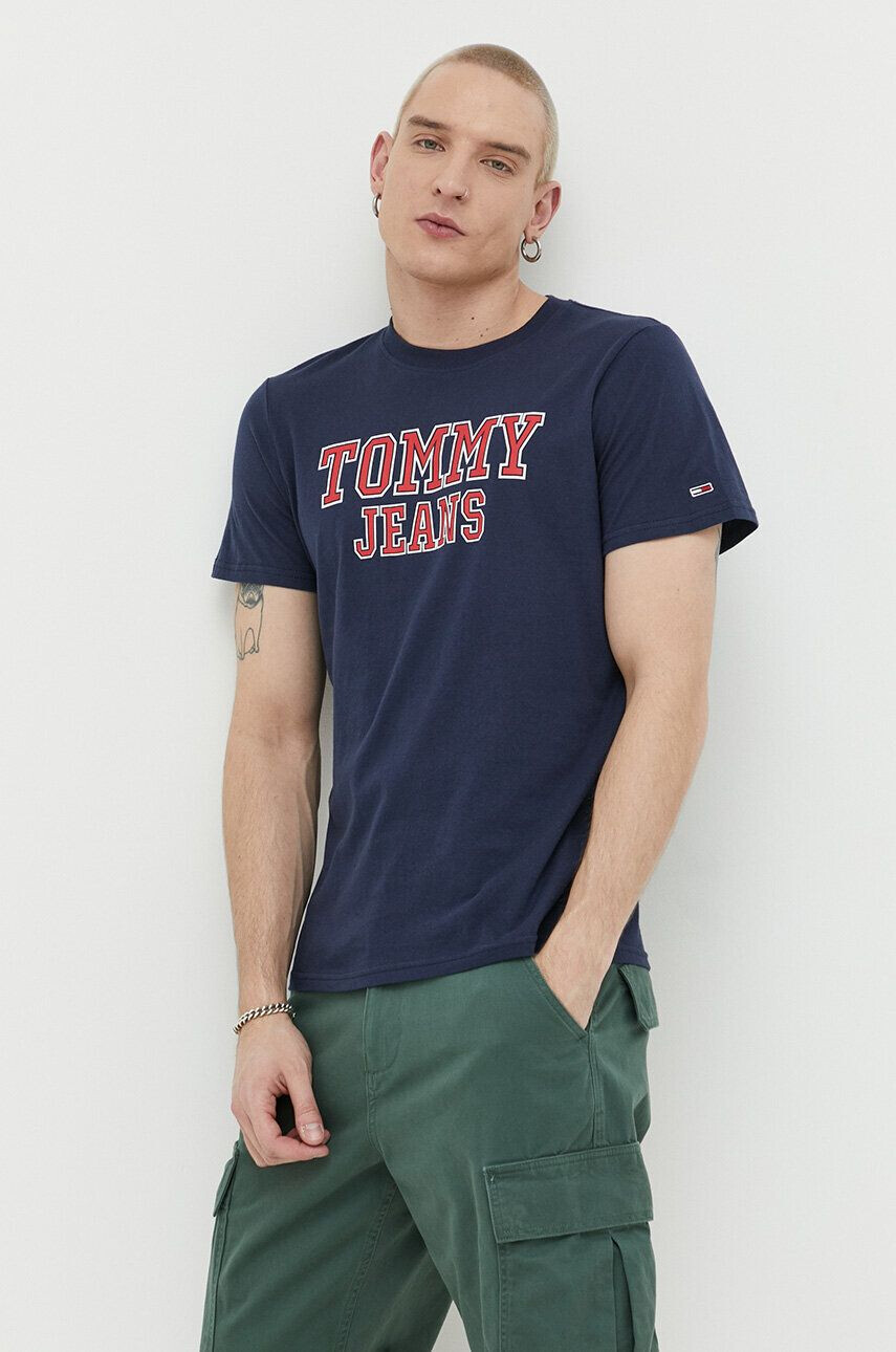 Tommy Jeans tricou din bumbac culoarea alb cu imprimeu - Pled.ro