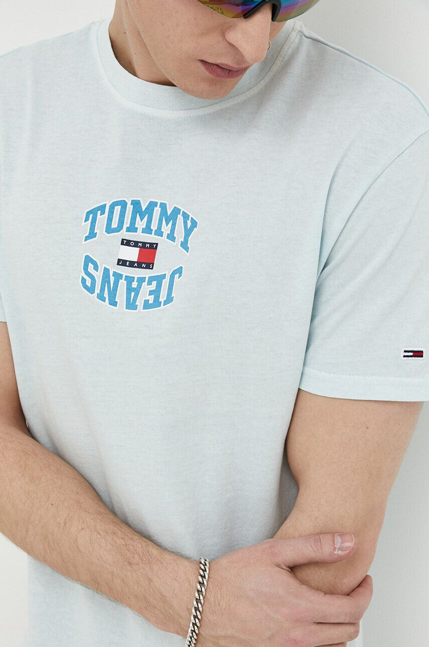 Tommy Jeans tricou din bumbac culoarea alb cu imprimeu - Pled.ro