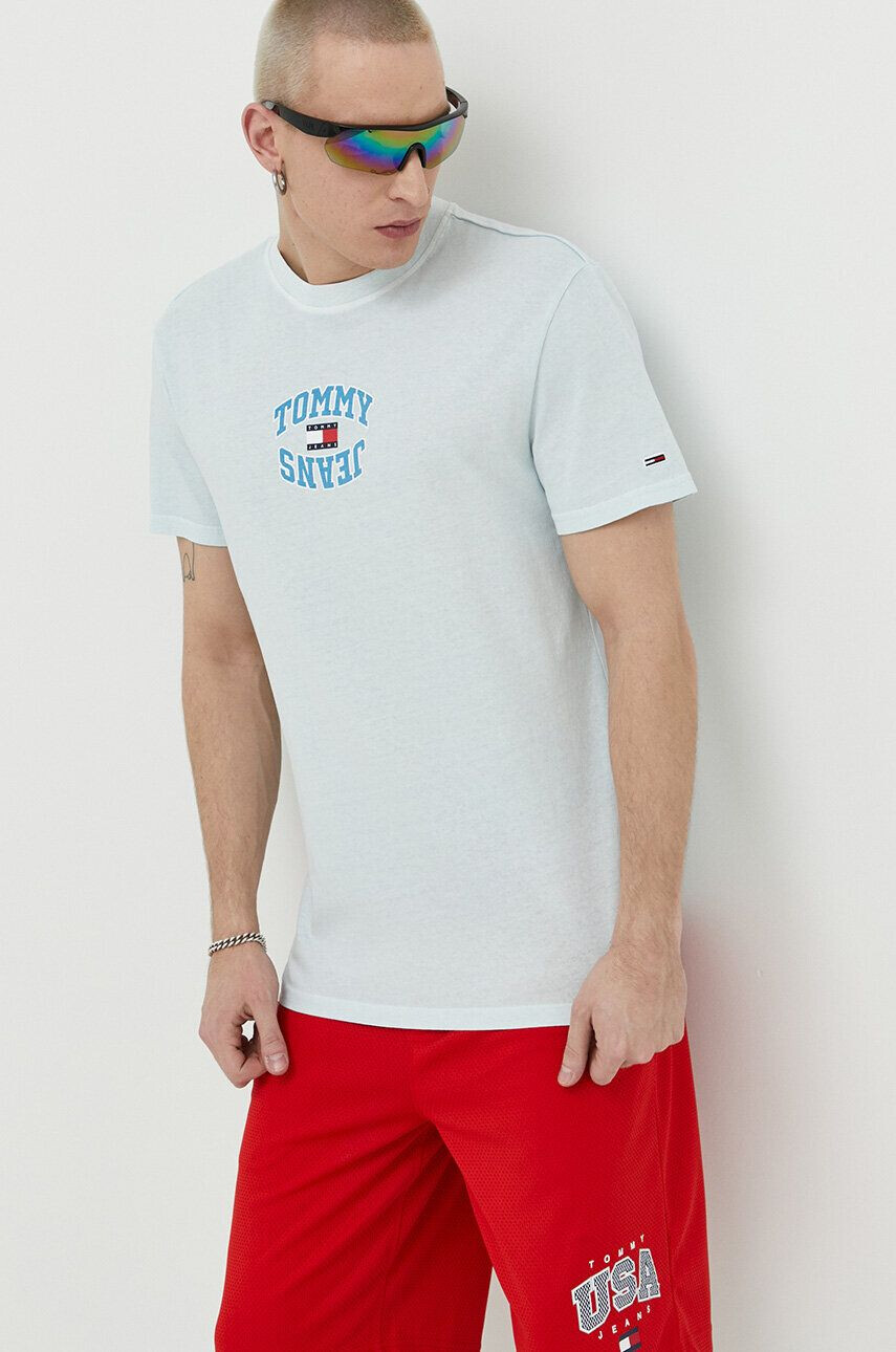 Tommy Jeans tricou din bumbac culoarea alb cu imprimeu - Pled.ro