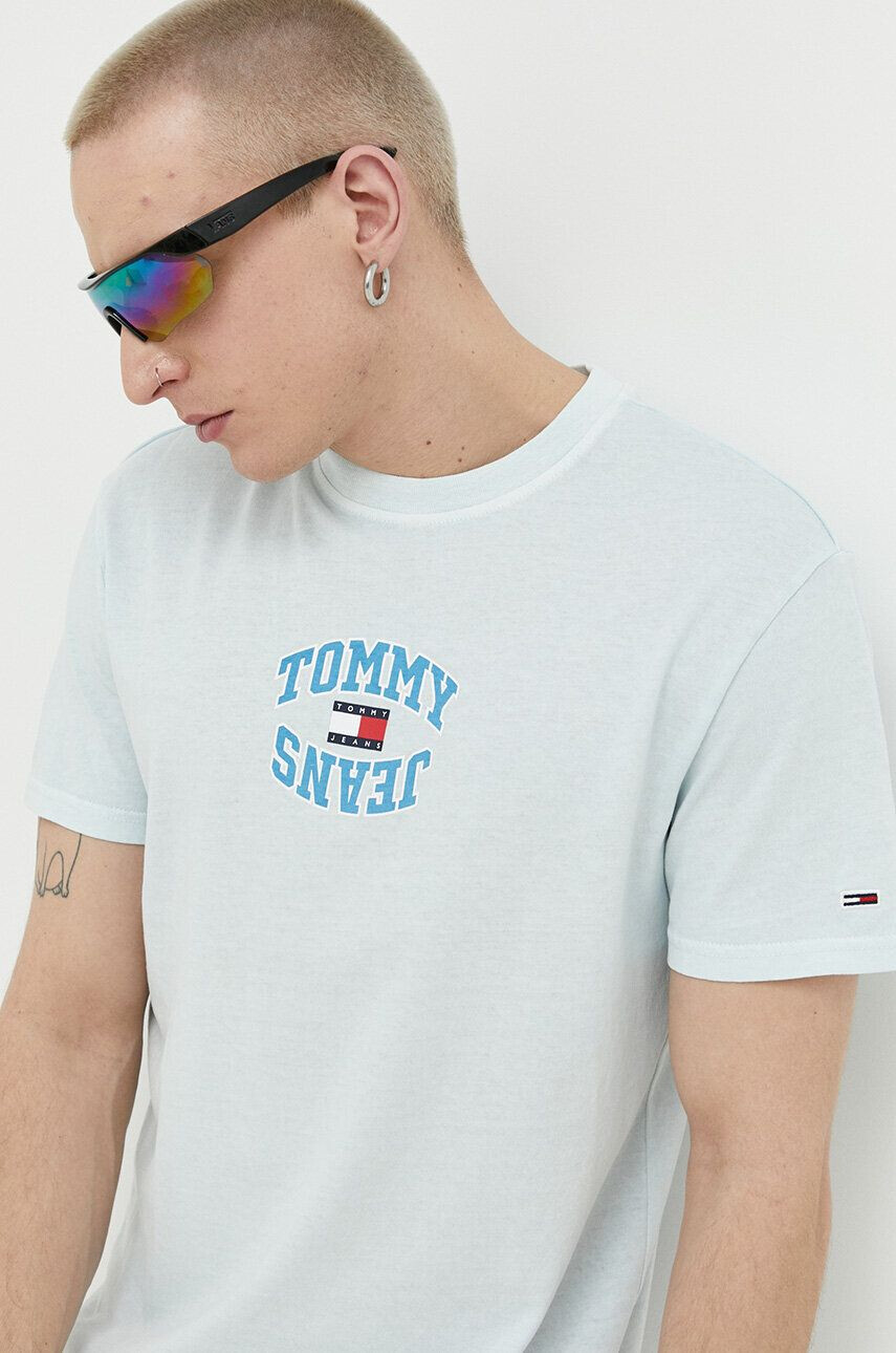 Tommy Jeans tricou din bumbac culoarea alb cu imprimeu - Pled.ro