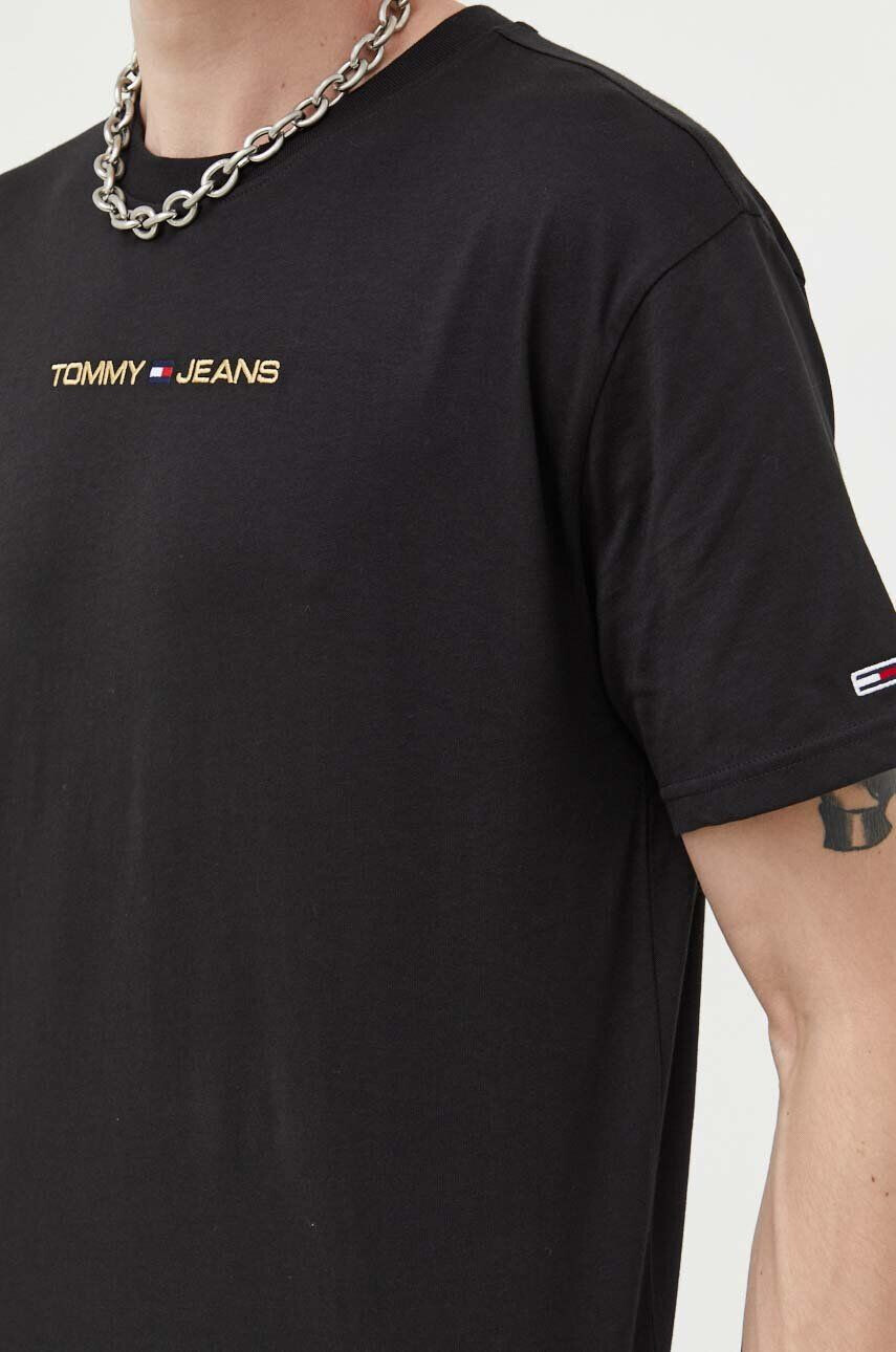 Tommy Jeans tricou din bumbac culoarea negru cu imprimeu - Pled.ro