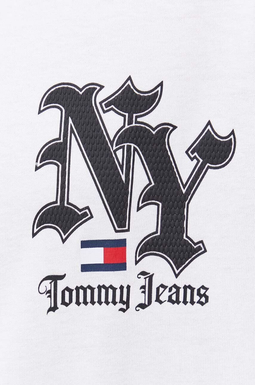 Tommy Jeans tricou din bumbac culoarea alb cu imprimeu - Pled.ro