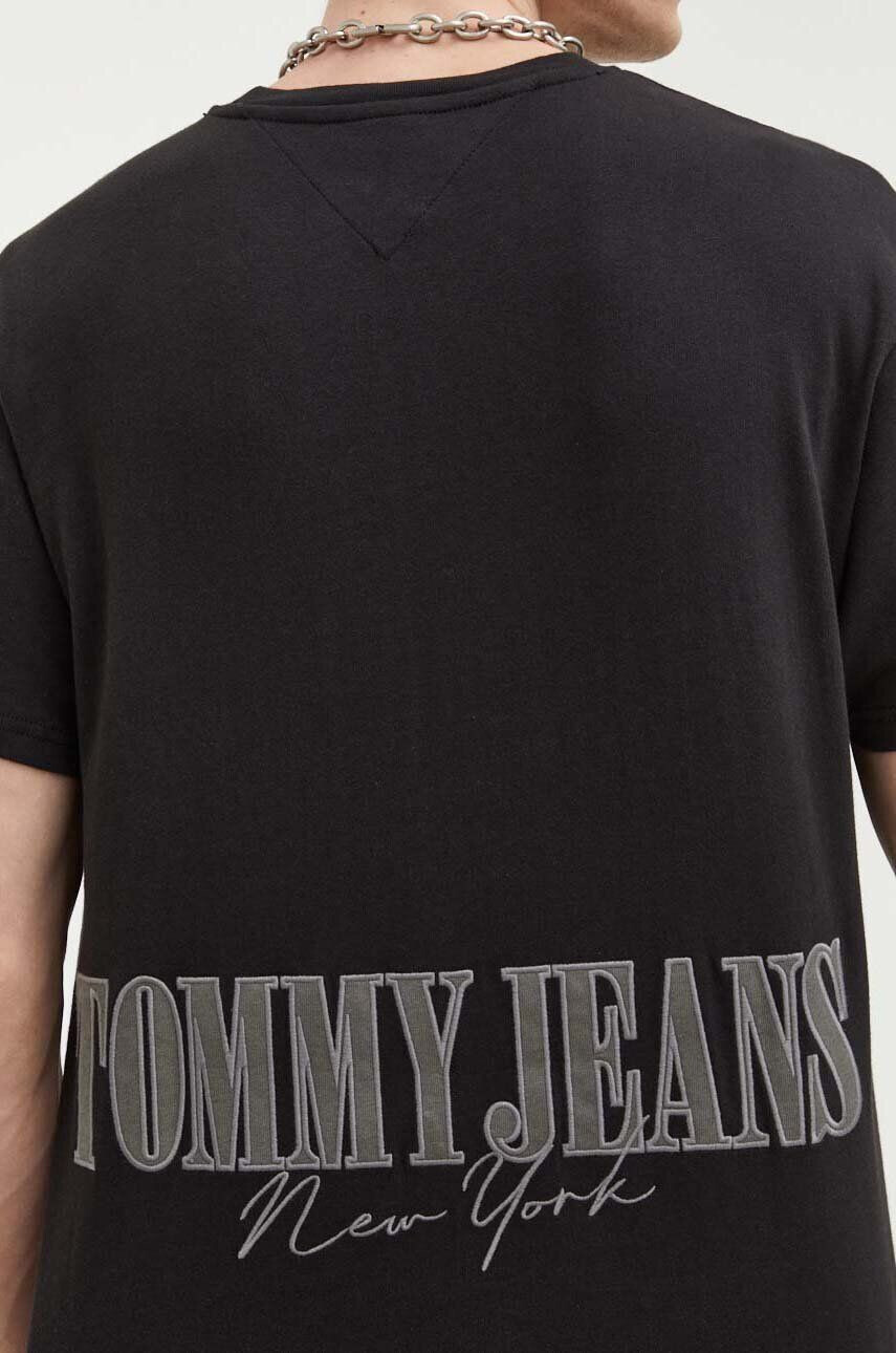 Tommy Jeans tricou din bumbac culoarea negru cu imprimeu - Pled.ro