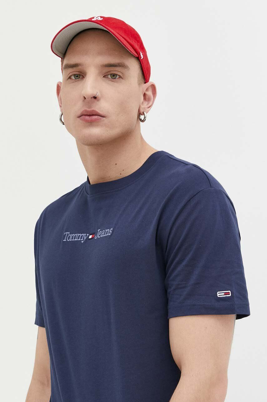 Tommy Jeans tricou din bumbac culoarea albastru marin modelator - Pled.ro