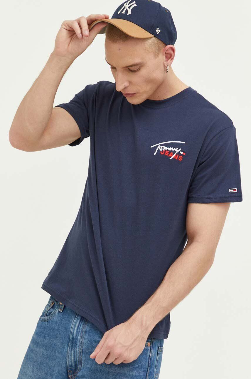 Tommy Jeans tricou din bumbac culoarea alb cu imprimeu - Pled.ro