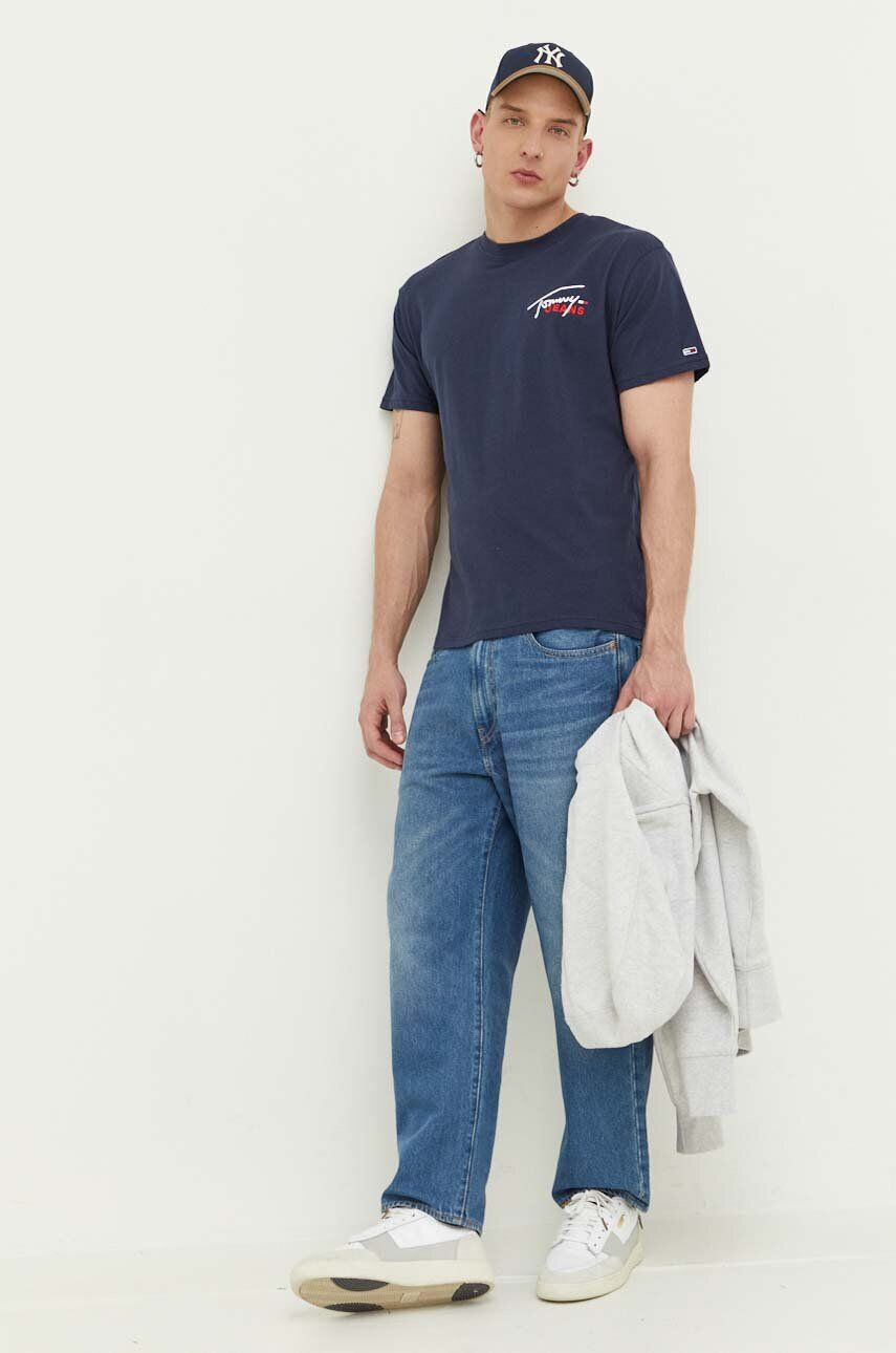 Tommy Jeans tricou din bumbac culoarea alb cu imprimeu - Pled.ro